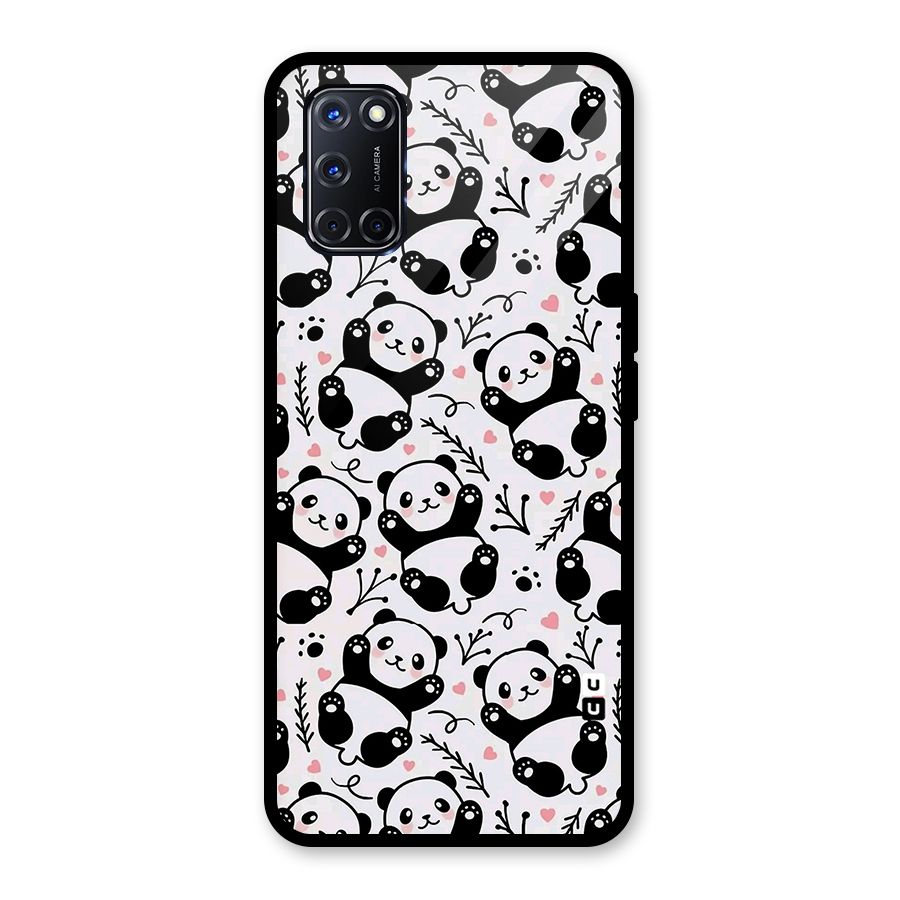 Cute Adorable Panda Pattern Glass Back Case for Oppo A52