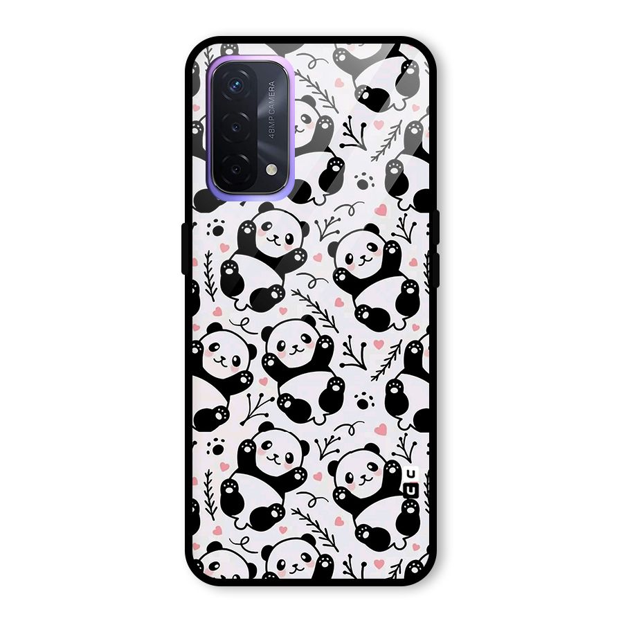 Cute Adorable Panda Pattern Glass Back Case for Oppo A74 5G