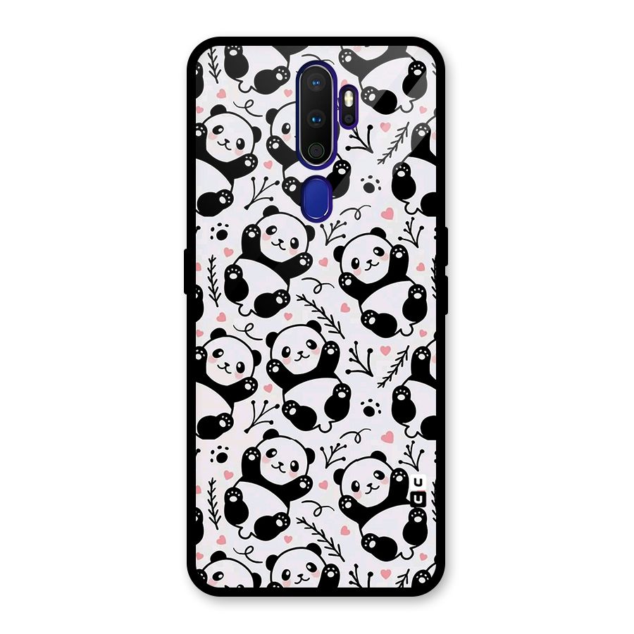 Cute Adorable Panda Pattern Glass Back Case for Oppo A9 (2020)