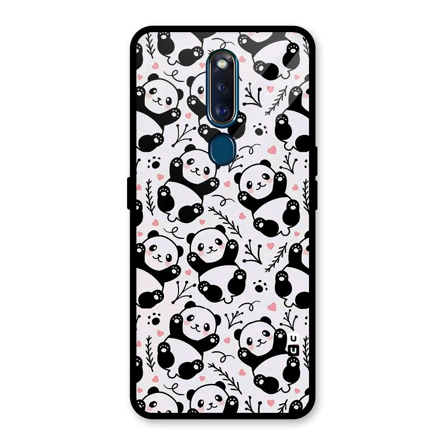 Cute Adorable Panda Pattern Glass Back Case for Oppo F11 Pro