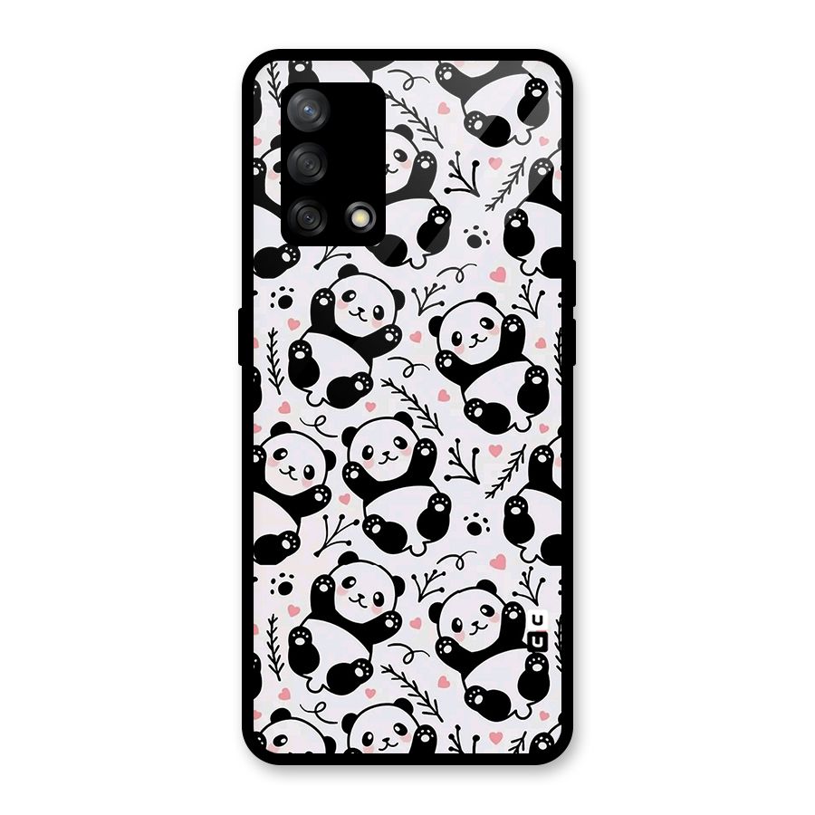Cute Adorable Panda Pattern Glass Back Case for Oppo F19