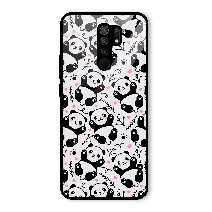 Cute Adorable Panda Pattern Glass Back Case for Poco M2