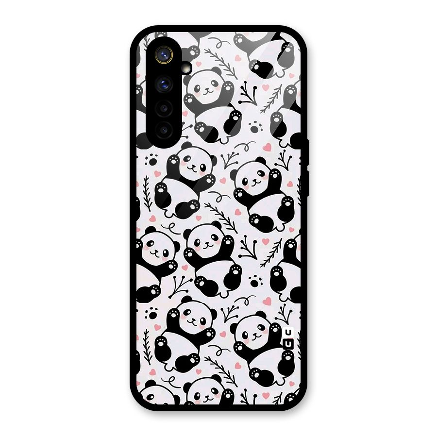 Cute Adorable Panda Pattern Glass Back Case for Realme 6