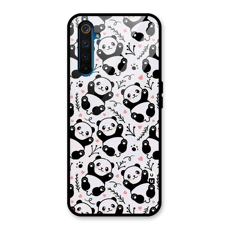 Cute Adorable Panda Pattern Glass Back Case for Realme 6 Pro