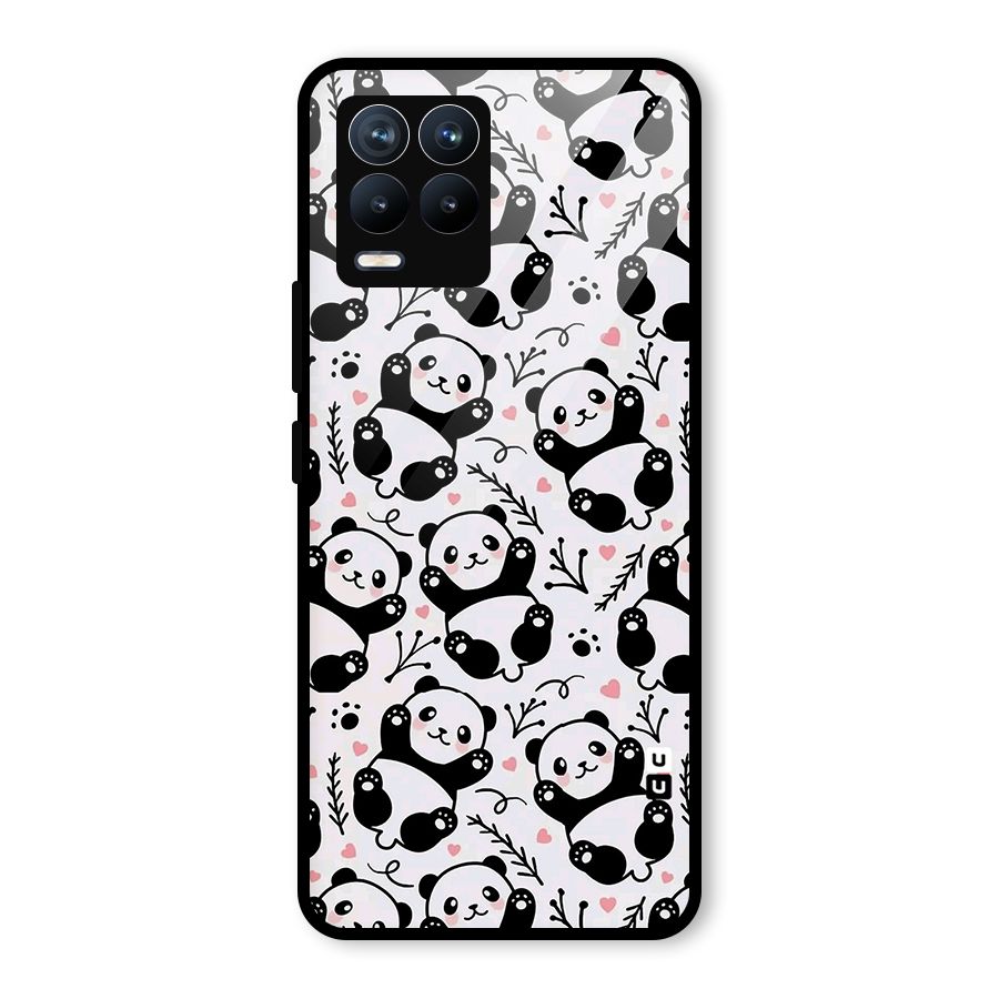 Cute Adorable Panda Pattern Glass Back Case for Realme 8