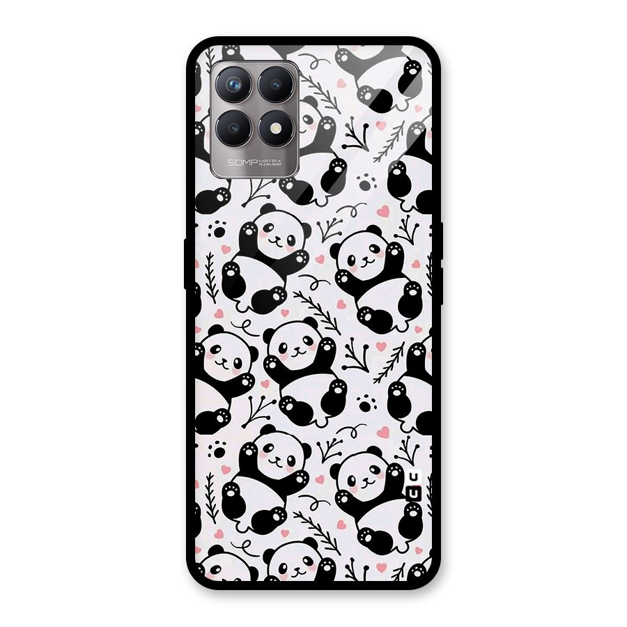 Cute Adorable Panda Pattern Glass Back Case for Realme 8i