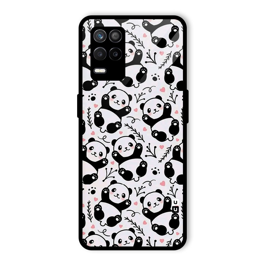 Cute Adorable Panda Pattern Glass Back Case for Realme 9 5G