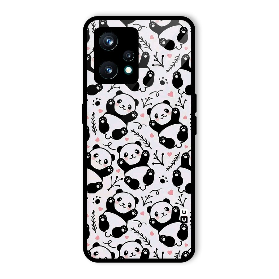 Cute Adorable Panda Pattern Glass Back Case for Realme 9 Pro Plus 5G