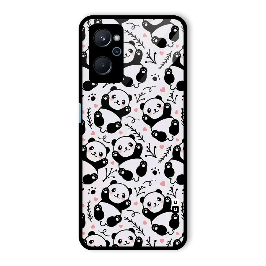 Cute Adorable Panda Pattern Glass Back Case for Realme 9i