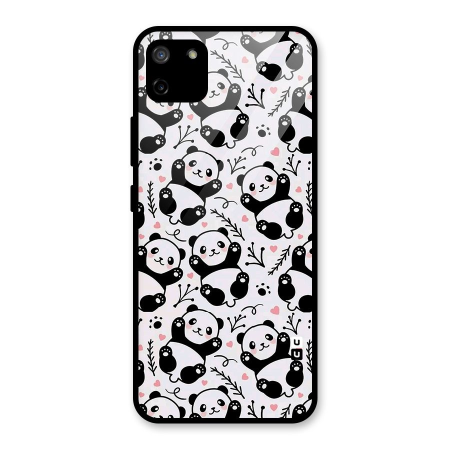 Cute Adorable Panda Pattern Glass Back Case for Realme C11
