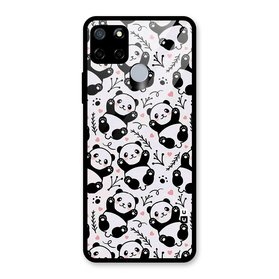 Cute Adorable Panda Pattern Glass Back Case for Realme C15