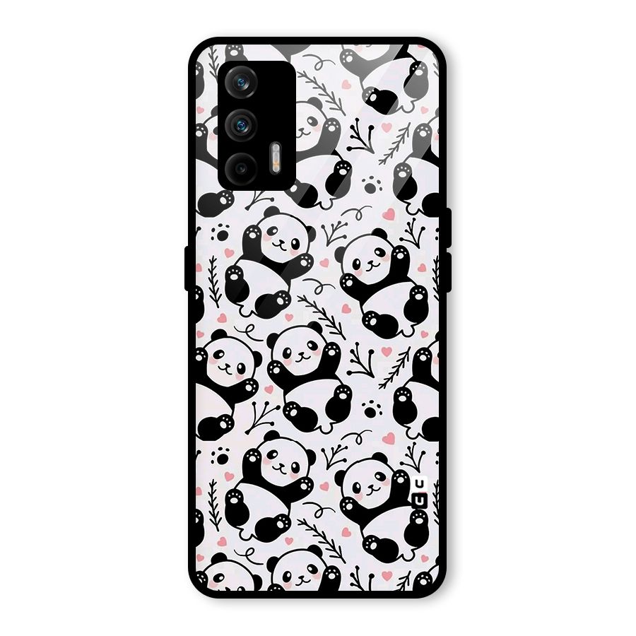 Cute Adorable Panda Pattern Glass Back Case for Realme GT 5G