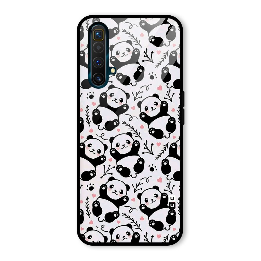 Cute Adorable Panda Pattern Glass Back Case for Realme X3
