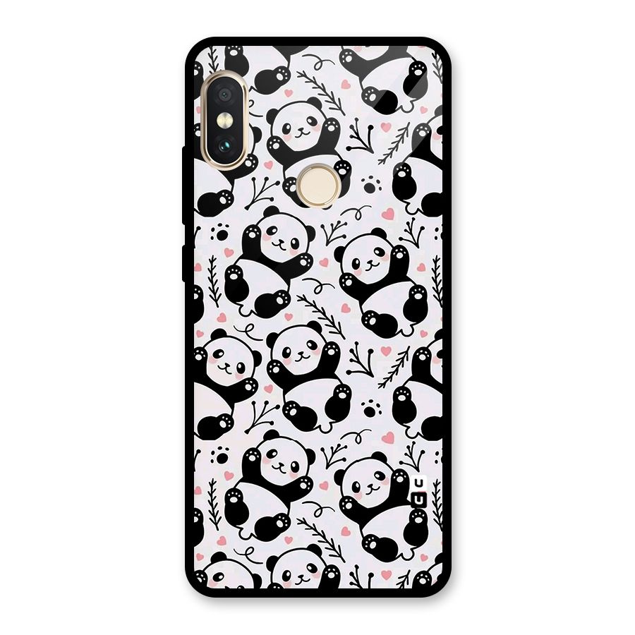 Cute Adorable Panda Pattern Glass Back Case for Redmi Note 5 Pro