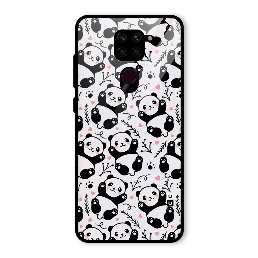 Cute Adorable Panda Pattern Glass Back Case for Redmi Note 9