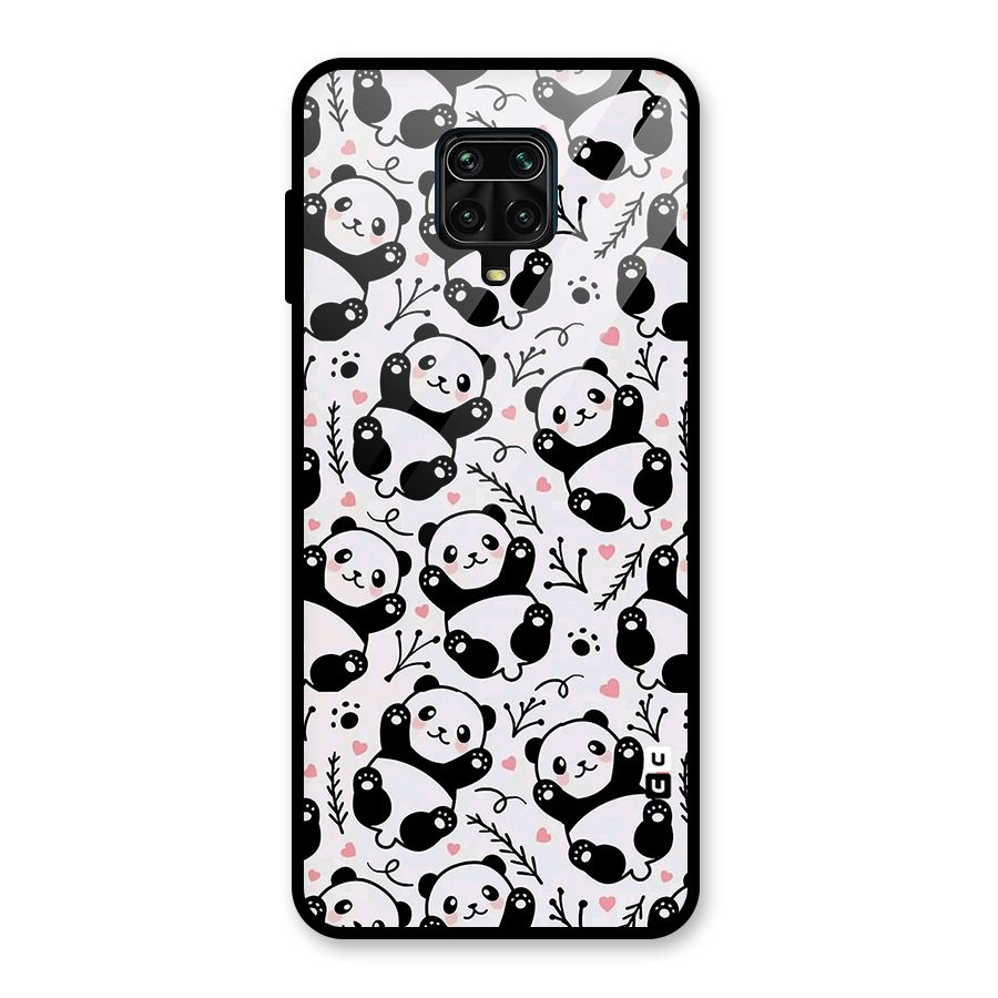Cute Adorable Panda Pattern Glass Back Case for Redmi Note 9 Pro Max
