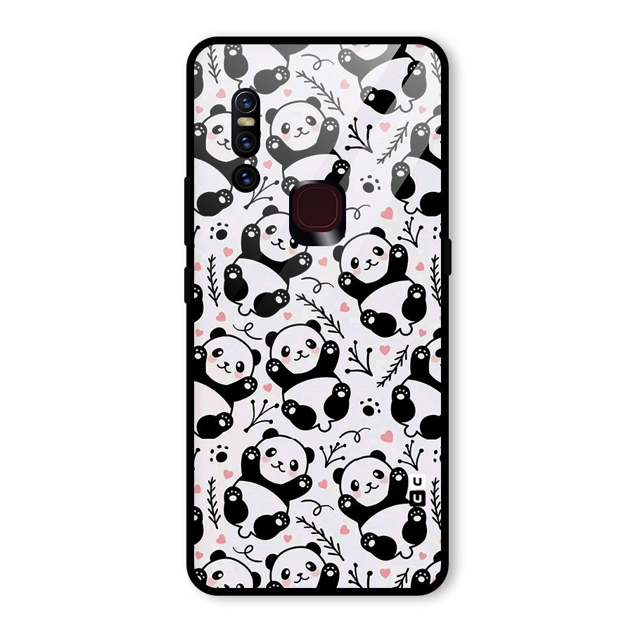 Cute Adorable Panda Pattern Glass Back Case for Vivo V15
