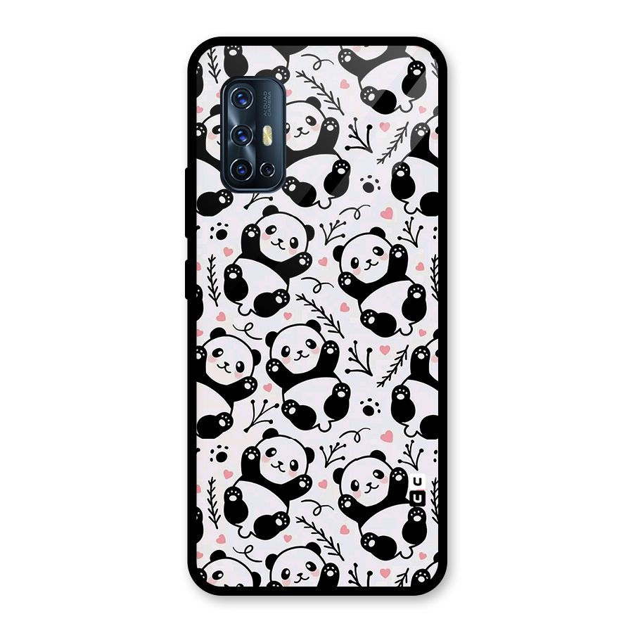 Cute Adorable Panda Pattern Glass Back Case for Vivo V17