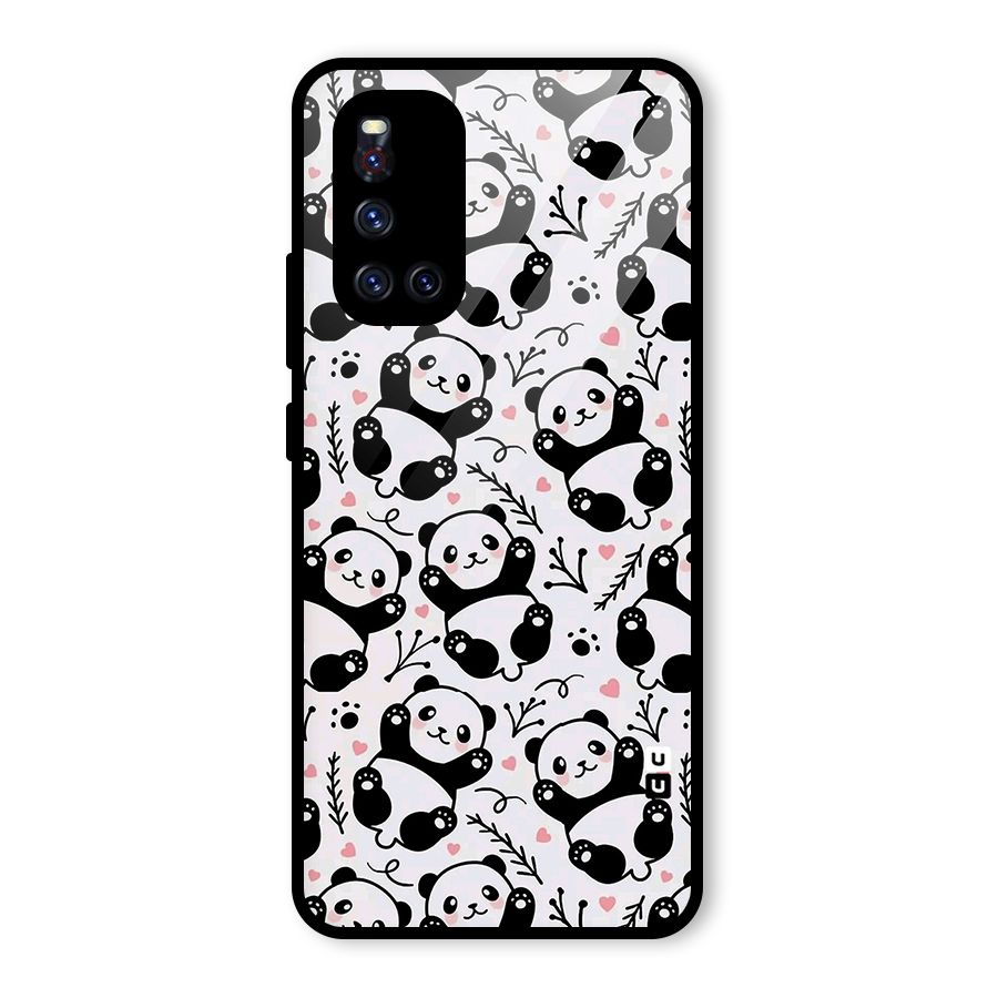 Cute Adorable Panda Pattern Glass Back Case for Vivo V19