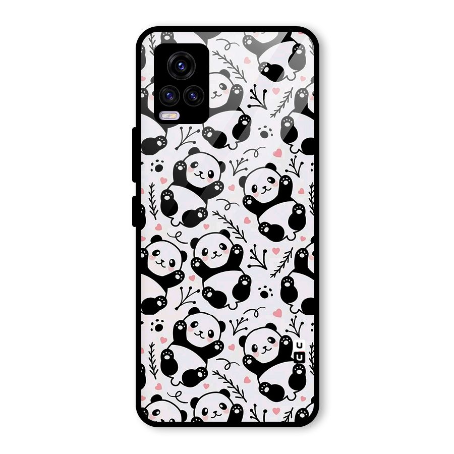 Cute Adorable Panda Pattern Glass Back Case for Vivo V20