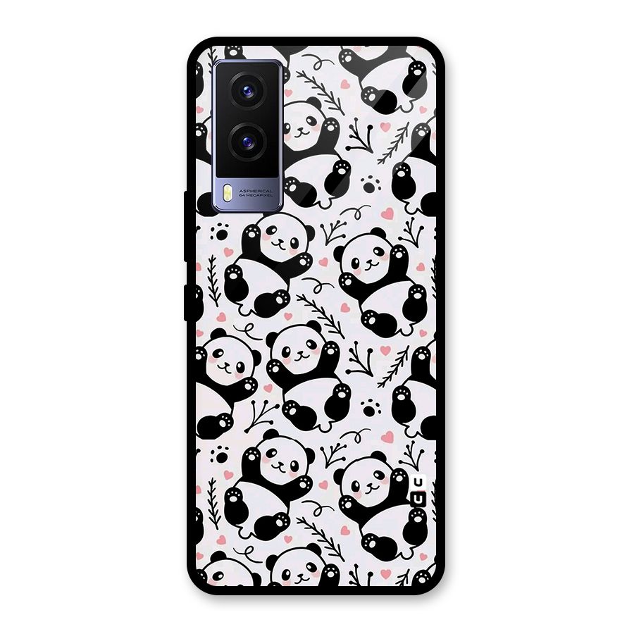 Cute Adorable Panda Pattern Glass Back Case for Vivo V21e 5G