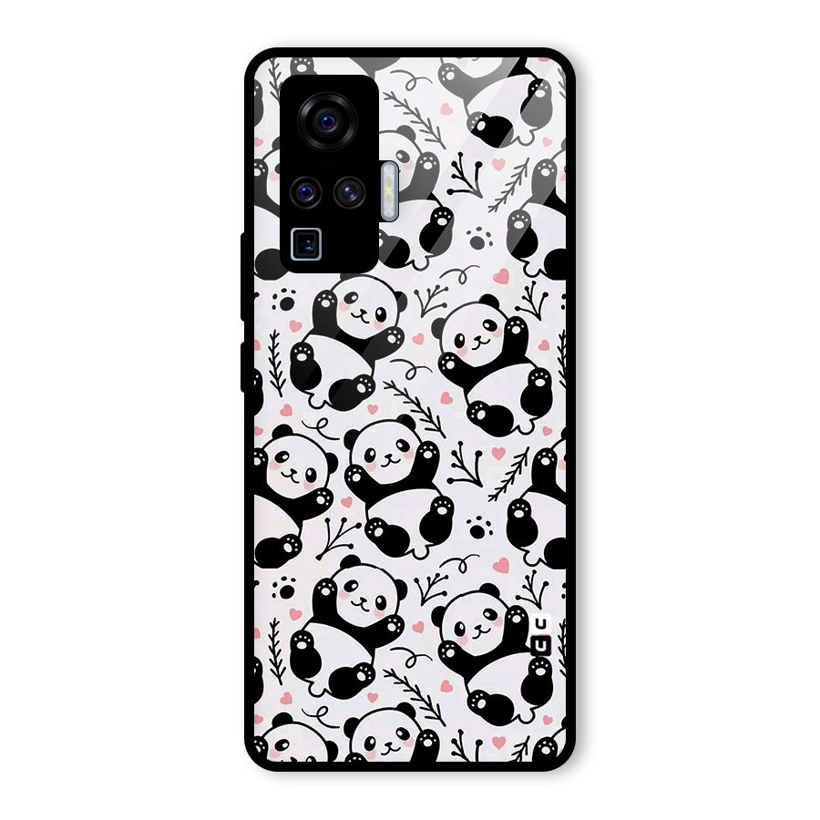 Cute Adorable Panda Pattern Glass Back Case for Vivo X50 Pro