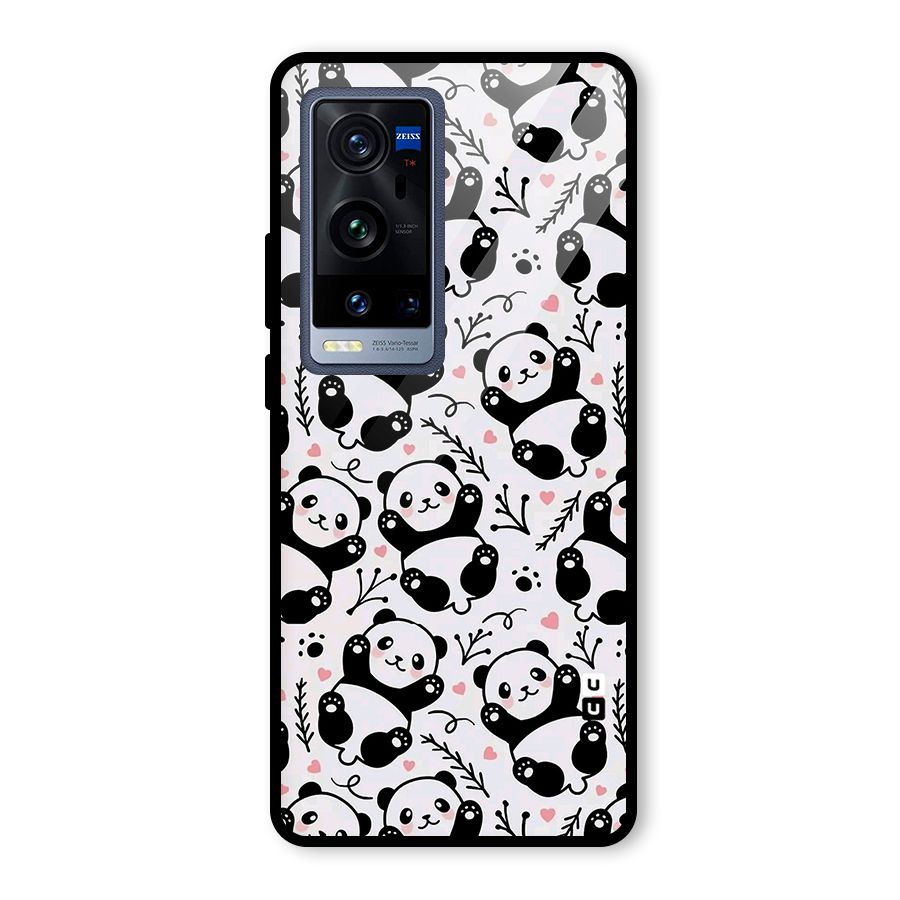 Cute Adorable Panda Pattern Glass Back Case for Vivo X60 Pro Plus
