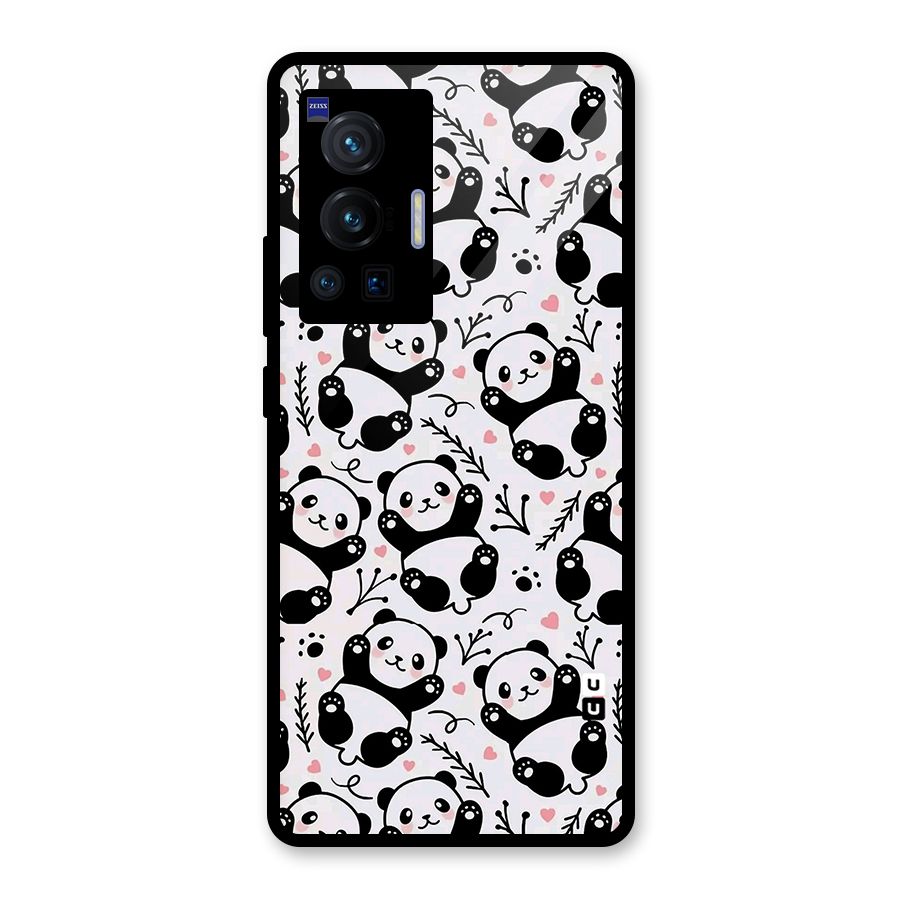 Cute Adorable Panda Pattern Glass Back Case for Vivo X70 Pro