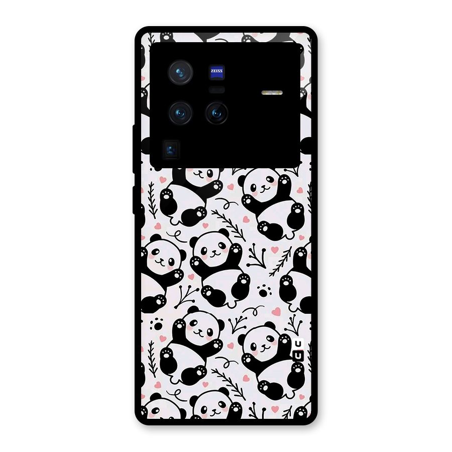 Cute Adorable Panda Pattern Glass Back Case for Vivo X80 Pro