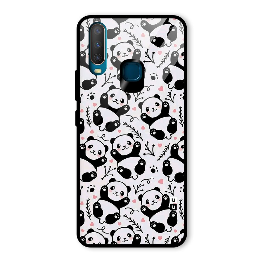 Cute Adorable Panda Pattern Glass Back Case for Vivo Y17