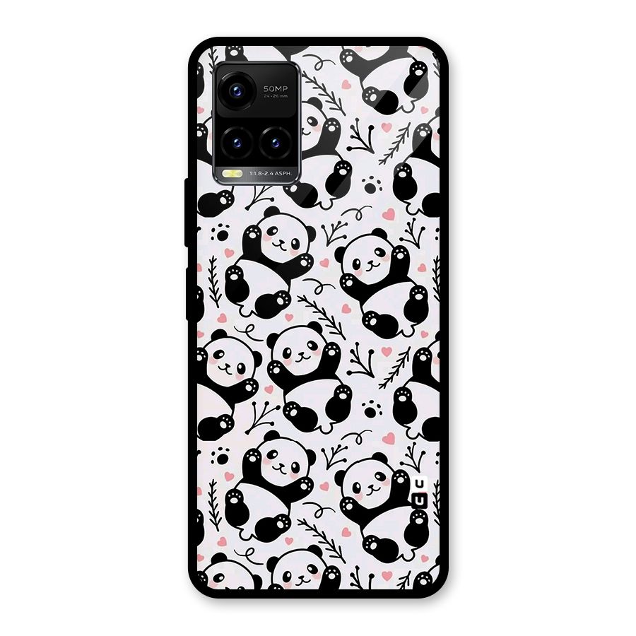 Cute Adorable Panda Pattern Glass Back Case for Vivo Y21T