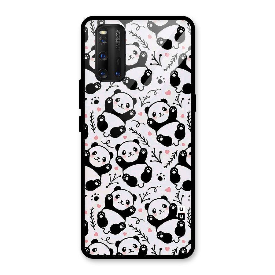 Cute Adorable Panda Pattern Glass Back Case for Vivo iQOO 3