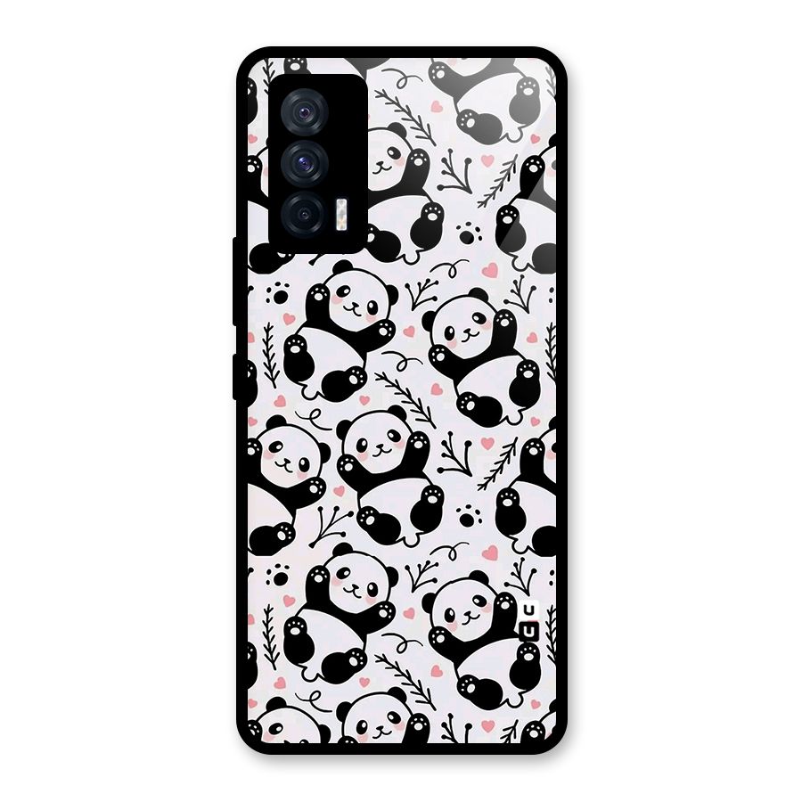 Cute Adorable Panda Pattern Glass Back Case for Vivo iQOO 7 5G
