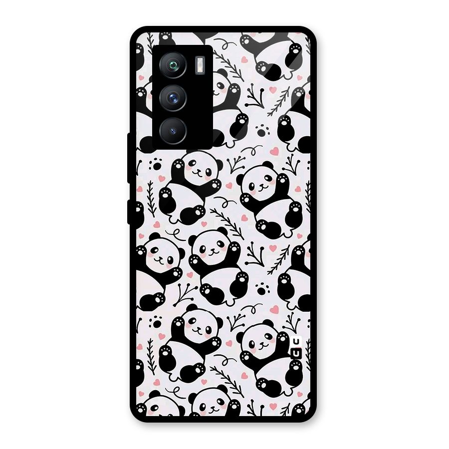 Cute Adorable Panda Pattern Glass Back Case for Vivo iQOO 9 SE