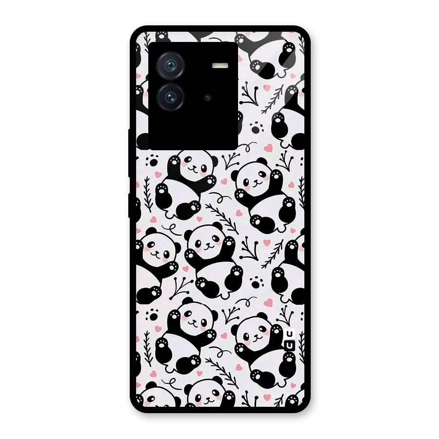 Cute Adorable Panda Pattern Glass Back Case for Vivo iQOO Neo 6 5G