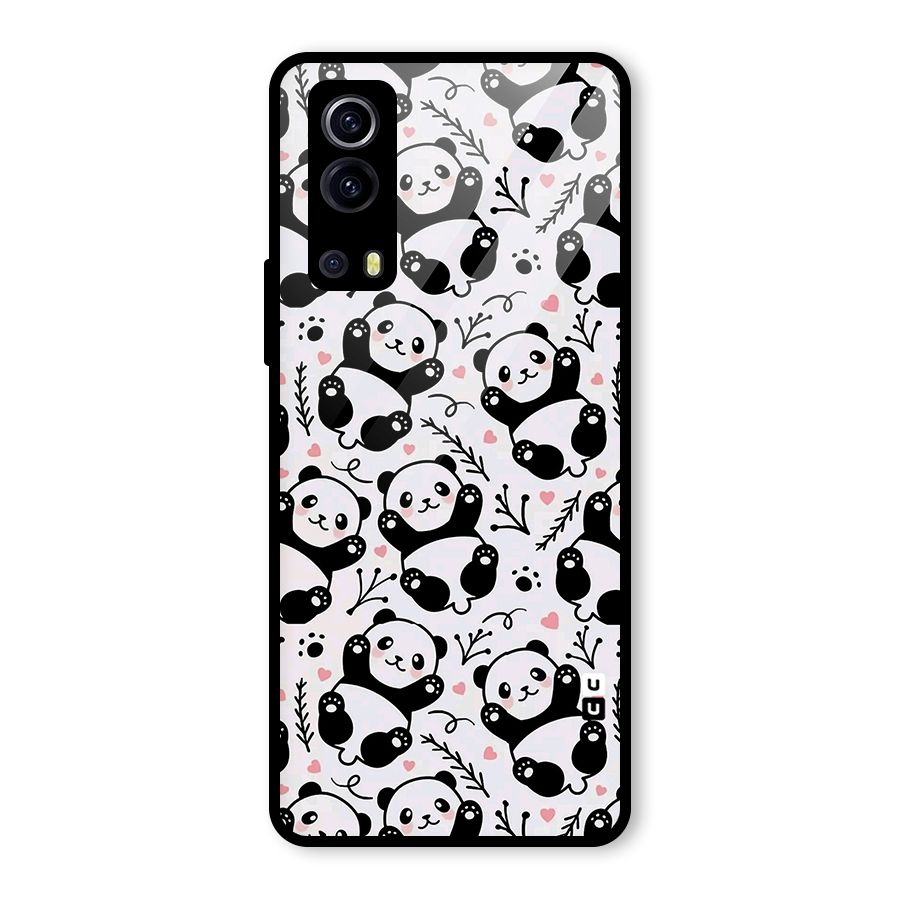 Cute Adorable Panda Pattern Glass Back Case for Vivo iQOO Z3