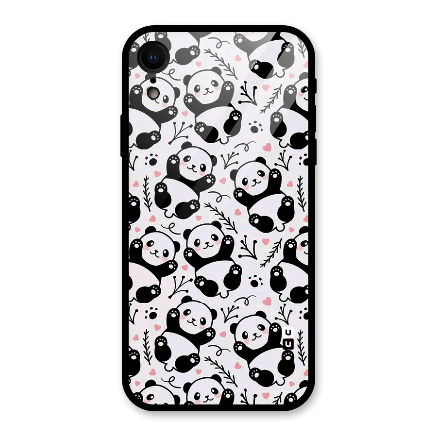 Cute Adorable Panda Pattern Glass Back Case for XR