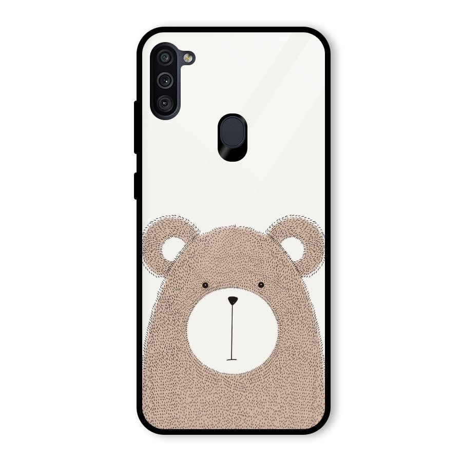Cute Bear Glass Back Case for Galaxy M11