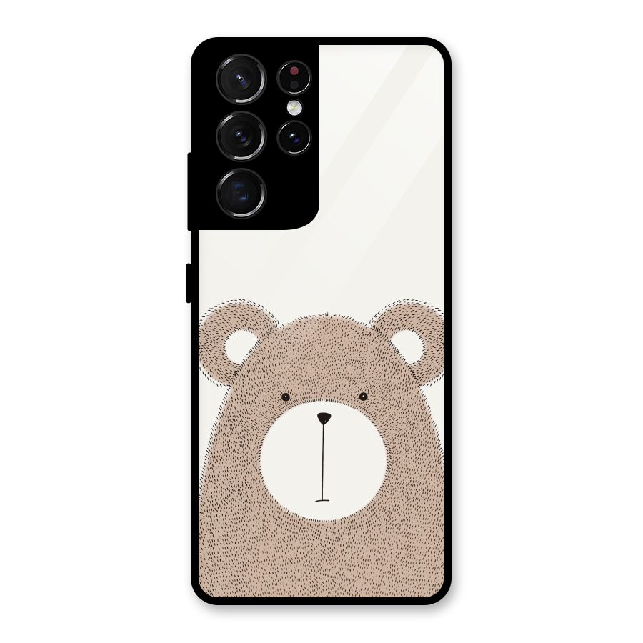 Cute Bear Glass Back Case for Galaxy S21 Ultra 5G