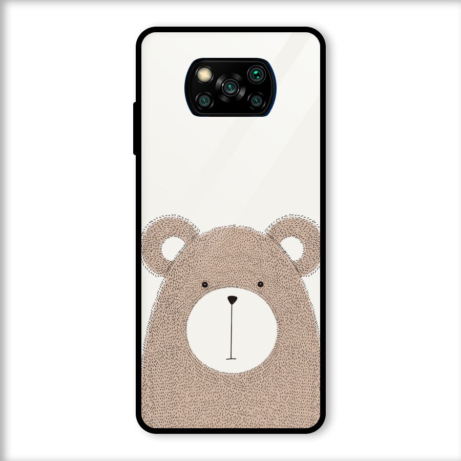 Cute Bear Glass Back Case for Poco X3