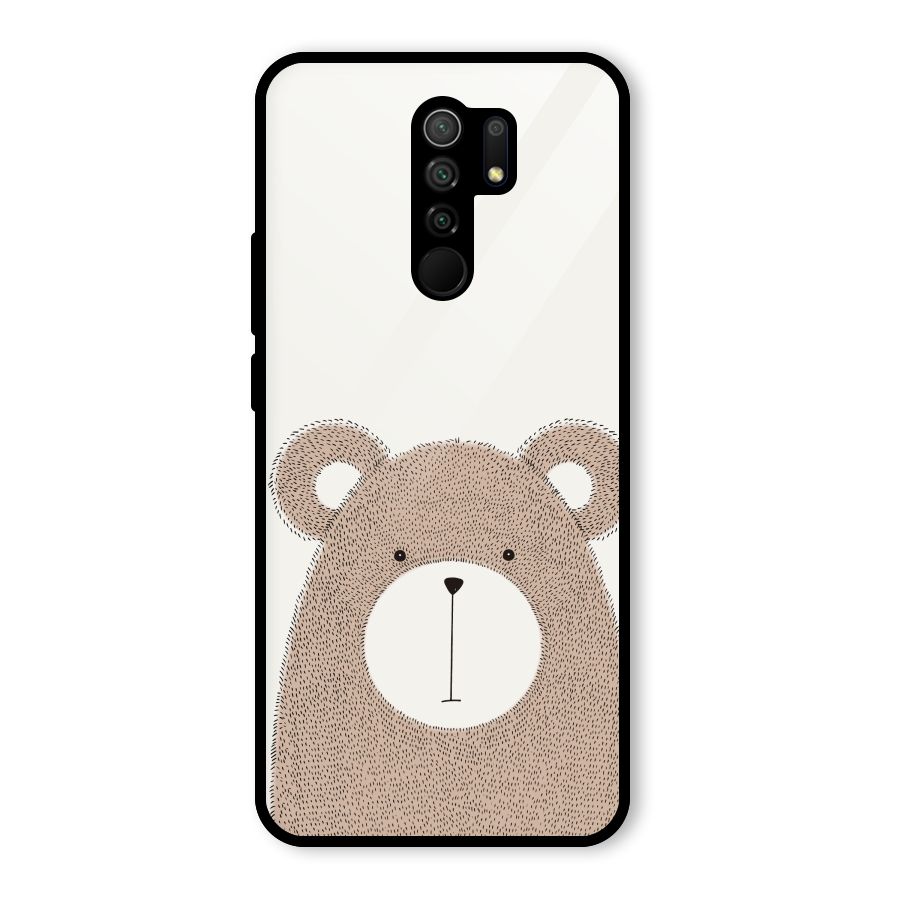 Cute Bear Glass Back Case for Redmi 9 Prime