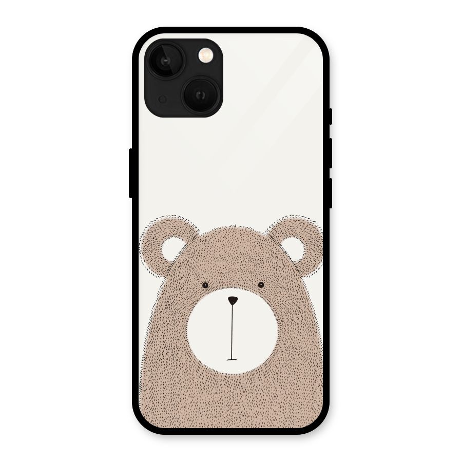 Cute Bear Glass Back Case for iPhone 13