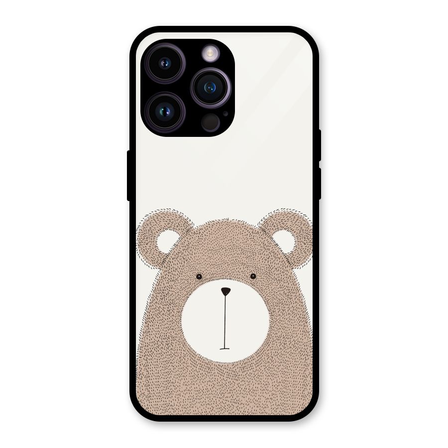 Cute Bear Glass Back Case for iPhone 14 Pro Max