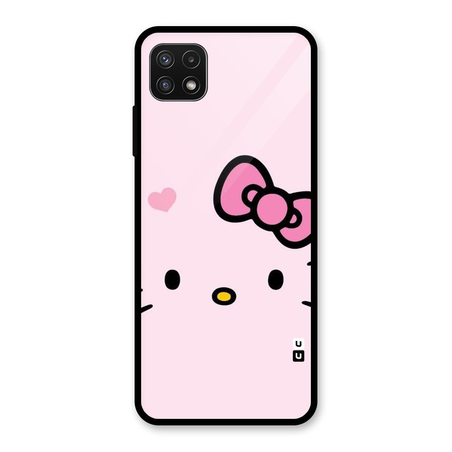 Cute Bow Face Glass Back Case for Galaxy A22 5G