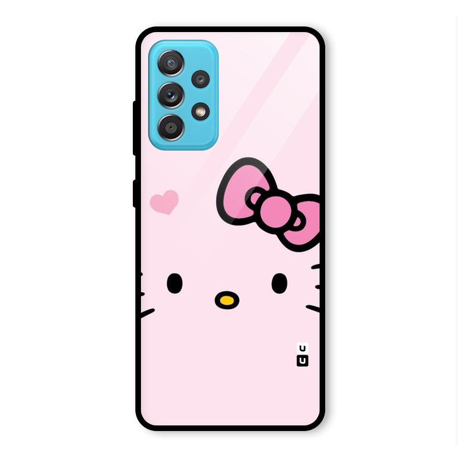 Cute Bow Face Glass Back Case for Galaxy A52s 5G
