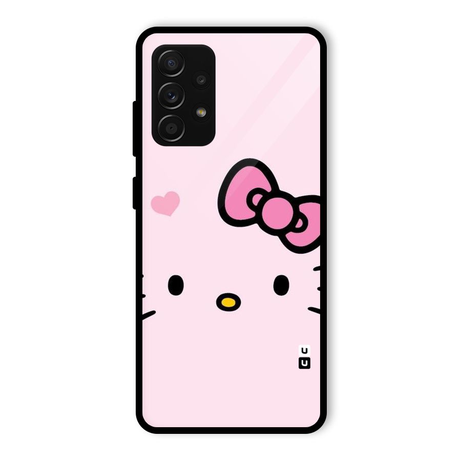 Cute Bow Face Glass Back Case for Galaxy A53 5G