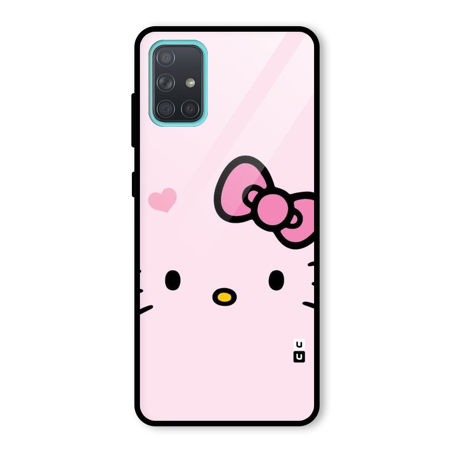 Cute Bow Face Glass Back Case for Galaxy A71