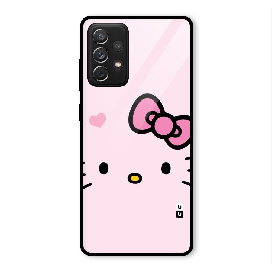 Cute Bow Face Glass Back Case for Galaxy A72