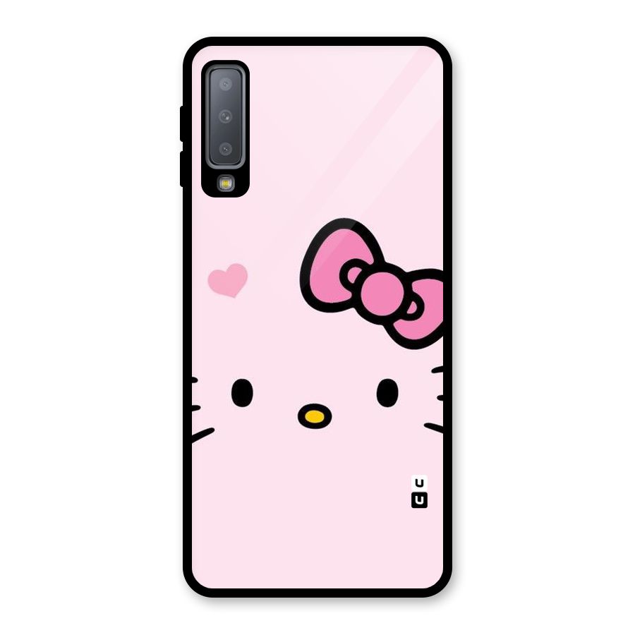 Cute Bow Face Glass Back Case for Galaxy A7 (2018)