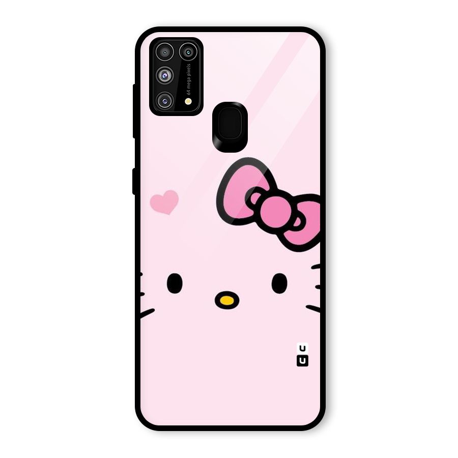 Cute Bow Face Glass Back Case for Galaxy F41